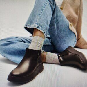 FITFLOP Black F-Mode Leather Flatform Booties. NIB. Size 11